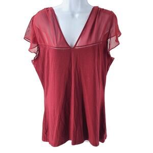 Express Y2K chiffon fluence woman's top maroon NWT Size XL Office Work wear
